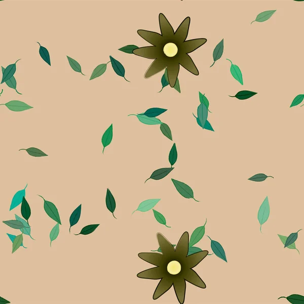 Vacker Blommig Sömlös Bakgrund Med Blommor Och Blad Vektor Illustration — Stock vektor