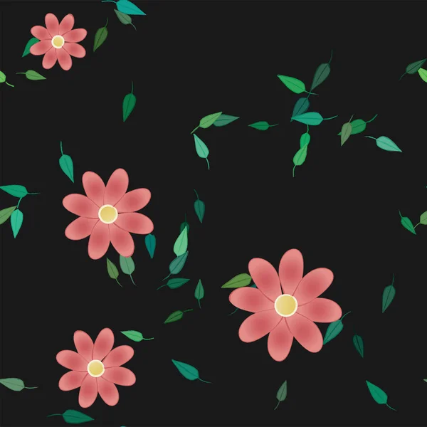 Hermoso Fondo Floral Sin Costuras Con Flores Vector Ilustración — Archivo Imágenes Vectoriales