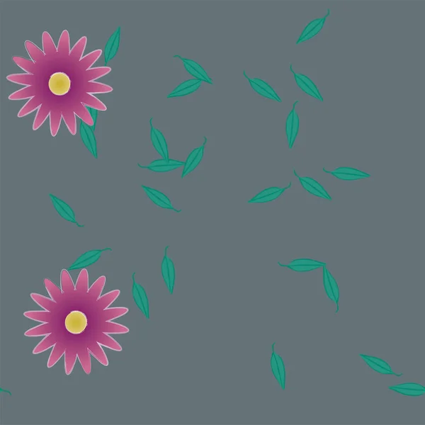 Vector Ilustración Flores Con Hojas Fondo Sin Costuras — Archivo Imágenes Vectoriales