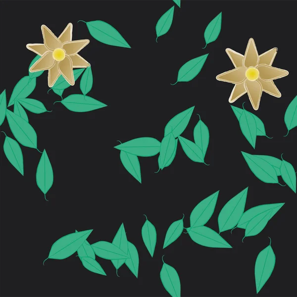 Vector Ilustración Flores Verano Con Hojas Fondo Botánico — Vector de stock