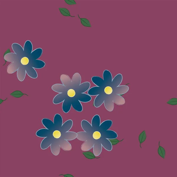 Illustration Vectorielle Fleurs Été Avec Feuilles Fond Botanique — Image vectorielle