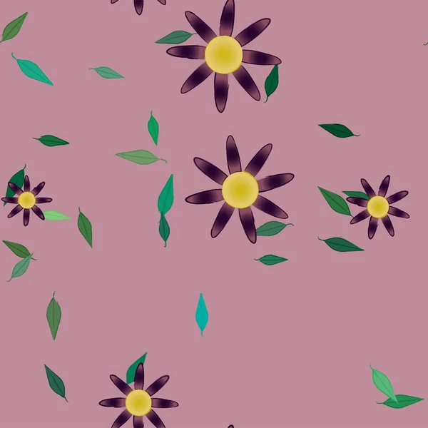 Hermoso Fondo Floral Sin Costuras Con Flores Hojas Ilustración Vectorial — Vector de stock