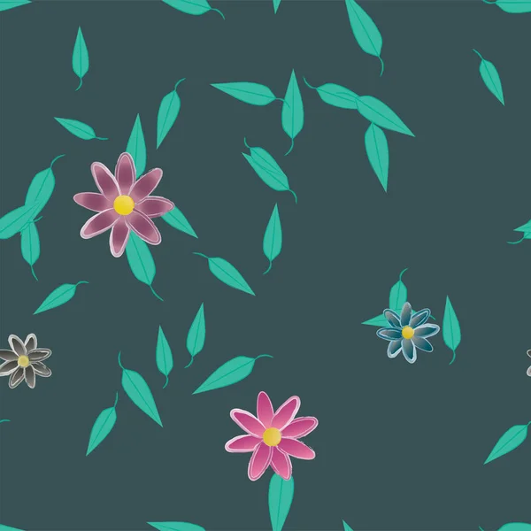 Hermoso Fondo Floral Sin Costuras Con Flores Vector Ilustración — Vector de stock