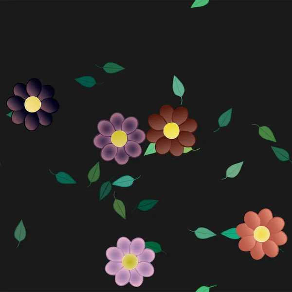 Ilustrație Vectorială Florilor Frunze Fundal Fără Sudură — Vector de stoc