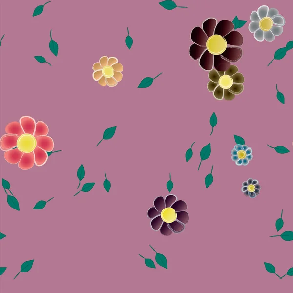 Bonito Floral Sem Costura Fundo Com Flores Vetor Ilustração — Vetor de Stock