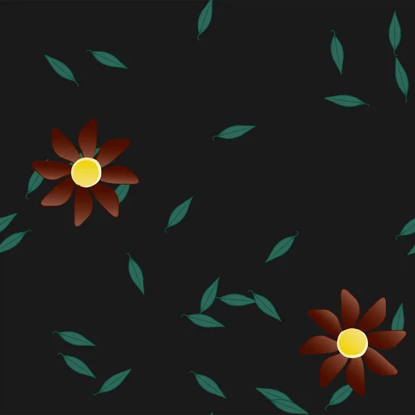 Hermoso Fondo Floral Sin Costuras Con Flores Hojas Ilustración Vectorial — Vector de stock