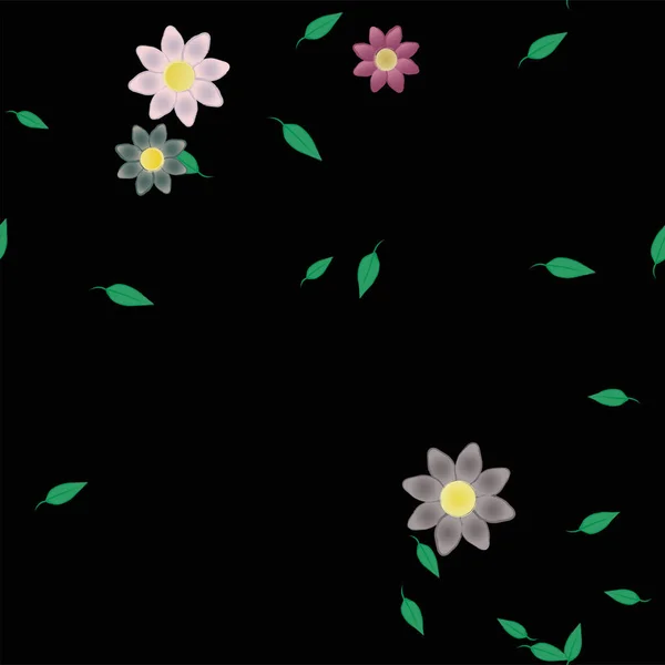 Yksinkertaiset Kukat Lehdet Vapaassa Koostumuksessa Vektori Kuva — vektorikuva