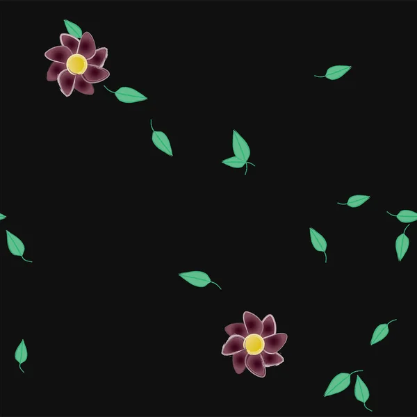 Yksinkertaiset Kukat Lehdet Vapaassa Koostumuksessa Vektori Kuva — vektorikuva