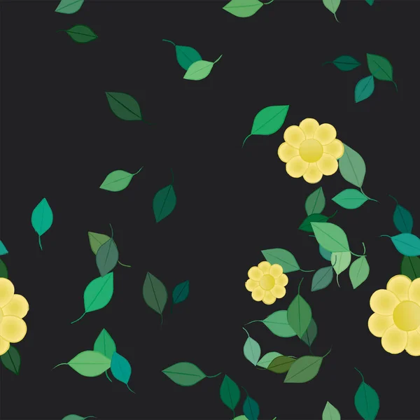 Illustration Vectorielle Fleurs Été Avec Feuilles Fond Botanique — Image vectorielle