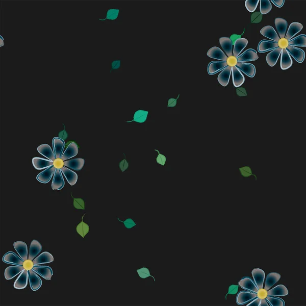 Vektorillustration Von Sommerblumen Mit Blättern Botanischer Hintergrund — Stockvektor