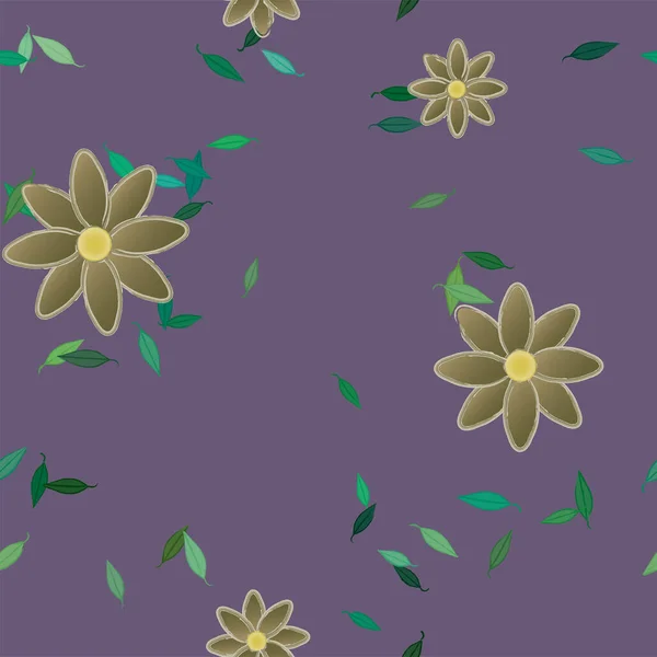 Красивий Квітковий Безшовний Фон Квітами Листям Векторні Ілюстрації — стоковий вектор