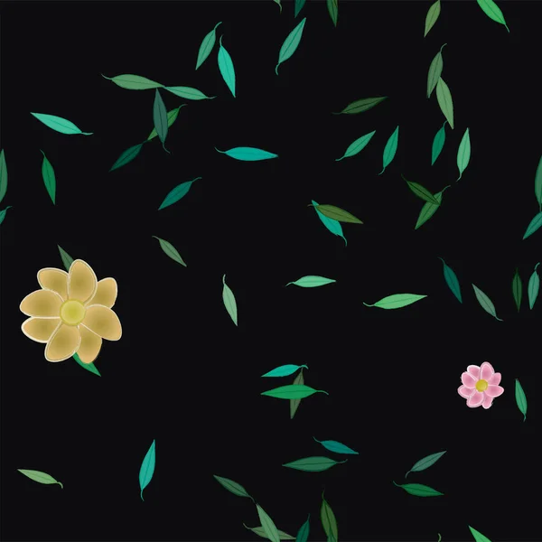 Vektorová Ilustrace Letních Květin Listy Botanické Pozadí — Stockový vektor