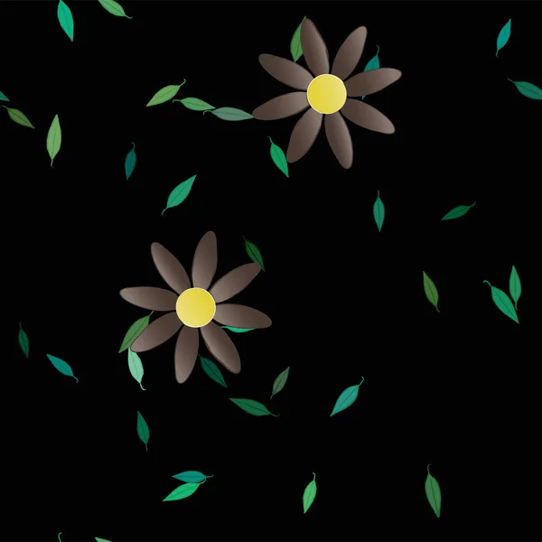 無料構成で葉を持つシンプルな花 ベクトルイラスト — ストックベクタ