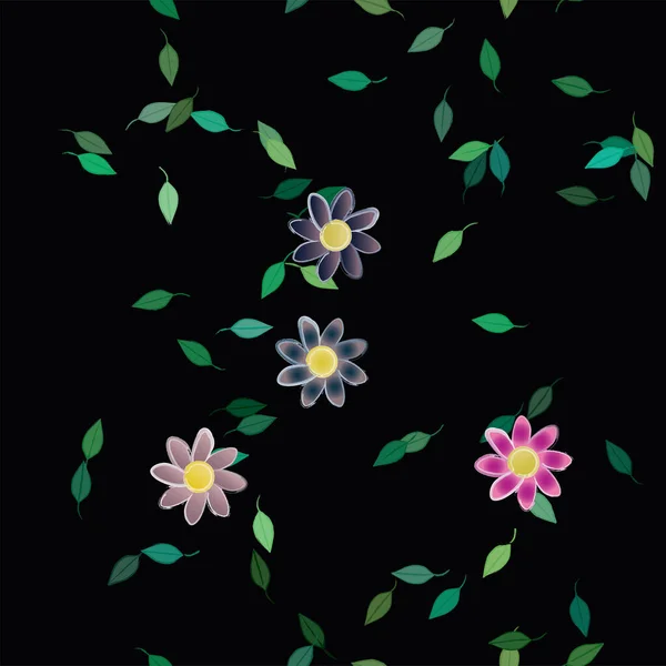 Hermoso Fondo Floral Sin Costuras Con Flores Vector Ilustración — Archivo Imágenes Vectoriales