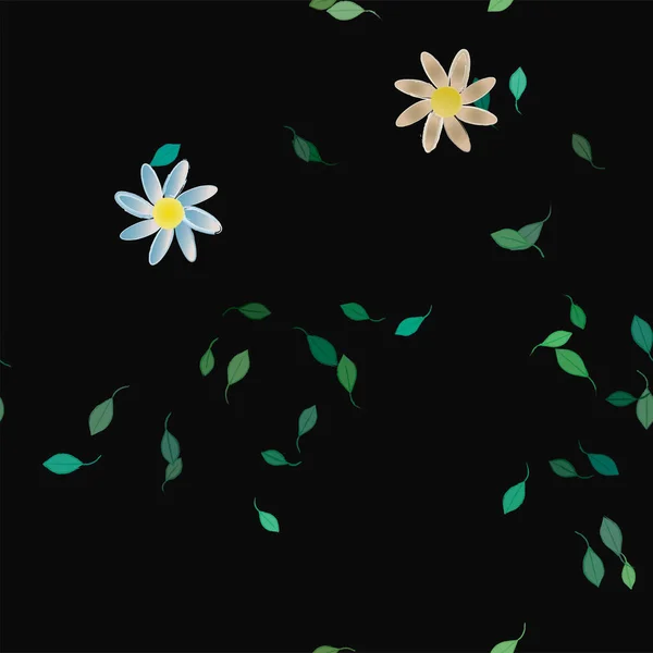 Çiçekleri Yaprakları Olan Çiçeksiz Bir Arka Plan Vektör Çizimi — Stok Vektör