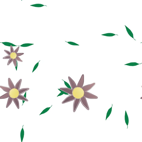 Vector Illustratie Van Bloemen Met Bladeren Naadloze Achtergrond — Stockvector