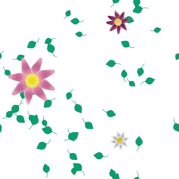 Schöne Florale Nahtlose Hintergrund Mit Blumen Und Blättern Vektorillustration — Stockvektor