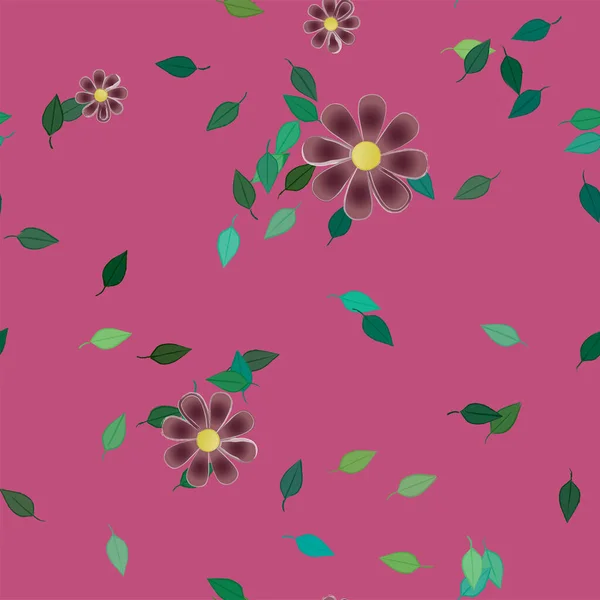 Eenvoudige Bloemen Met Bladeren Vrije Samenstelling Vector Illustratie — Stockvector