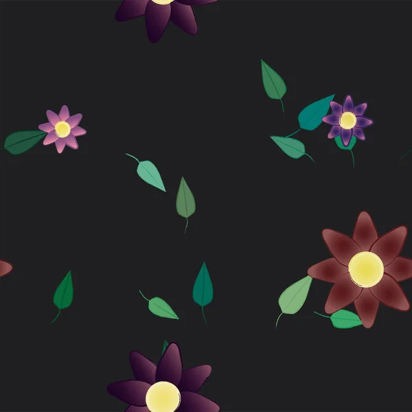 Gyönyörű Virágos Zökkenőmentes Háttér Virágok Levelek Vektor Illusztráció — Stock Vector
