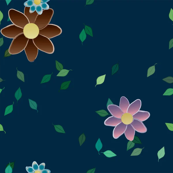 Çiçekleri Yaprakları Olan Çiçeksiz Bir Arka Plan Vektör Çizimi — Stok Vektör
