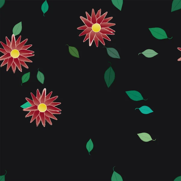 Bonito Floral Sem Costura Fundo Com Flores Vetor Ilustração — Vetor de Stock