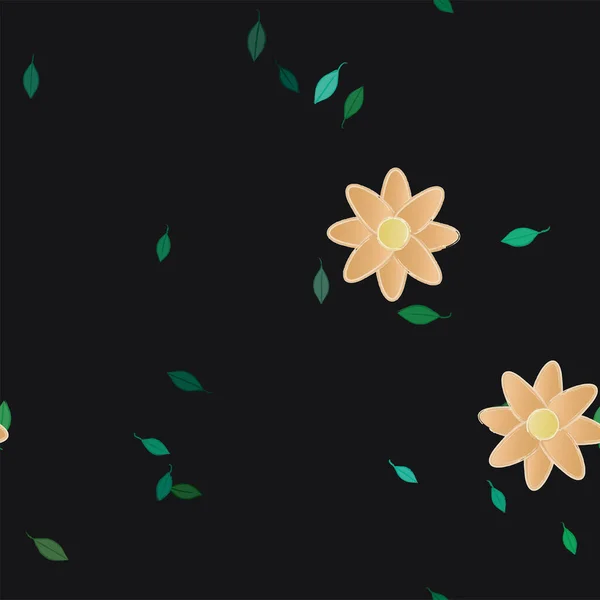 Vector Illustratie Van Zomerbloemen Met Bladeren Botanische Achtergrond — Stockvector