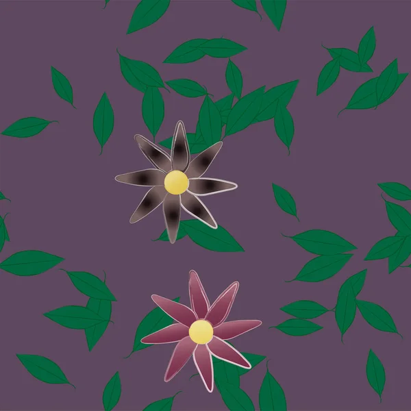 Yapraklı Çiçeklerin Vektör Çizimi Pürüzsüz Arkaplan — Stok Vektör