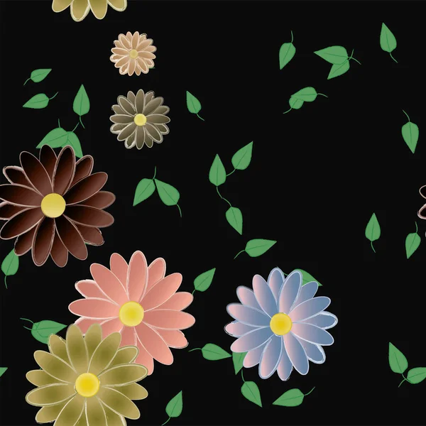 Schöne Florale Nahtlose Hintergrund Mit Blumen Vektor Illustration — Stockvektor