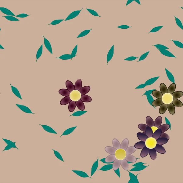 Schöne Florale Nahtlose Hintergrund Mit Blumen Und Blättern Vektorillustration — Stockvektor