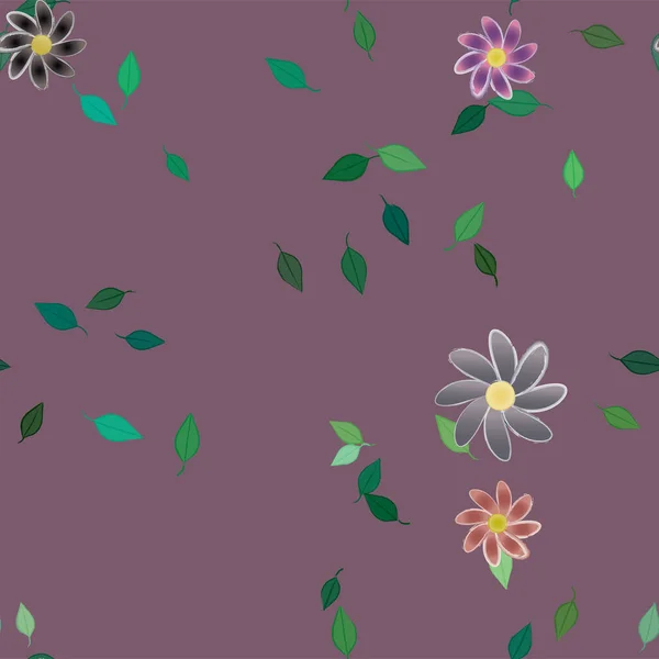 Fundo Sem Costura Floral Bonito Com Flores Folhas Ilustração Vetorial — Vetor de Stock