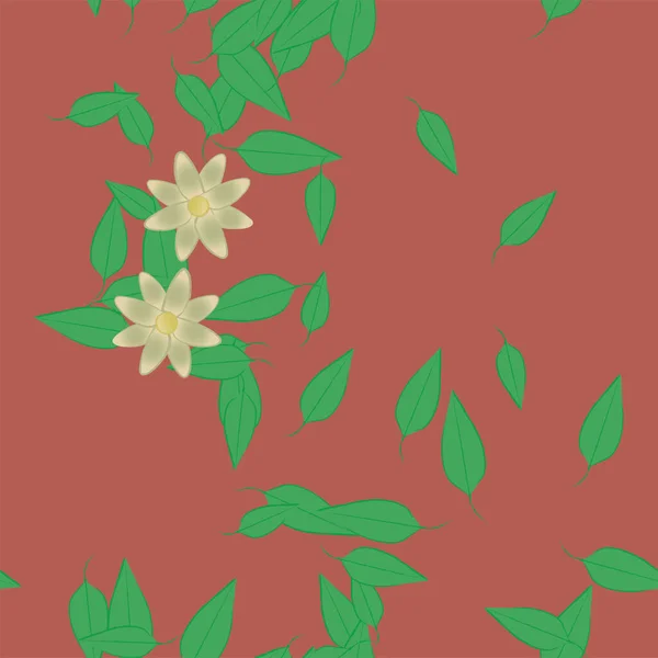 Vector Ilustración Flores Con Hojas Fondo Sin Costuras — Archivo Imágenes Vectoriales