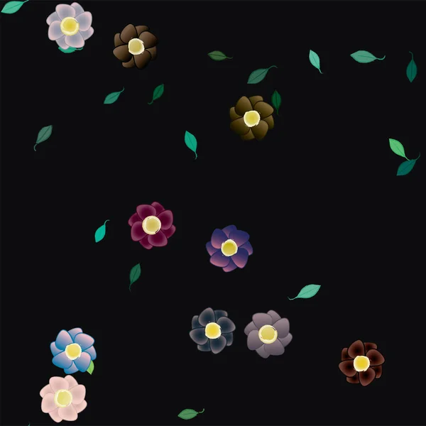 Hermoso Fondo Floral Sin Costuras Con Flores Vector Ilustración — Archivo Imágenes Vectoriales