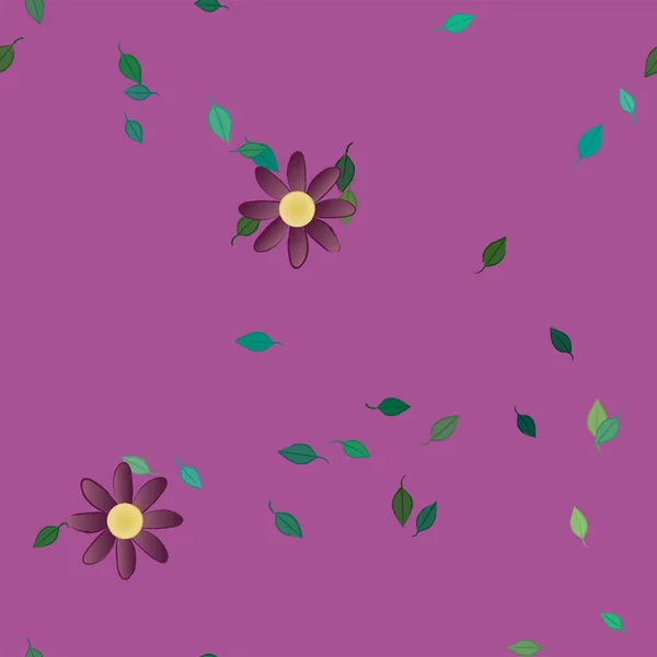 Illustration Vectorielle Fleurs Avec Feuilles Fond Sans Couture — Image vectorielle