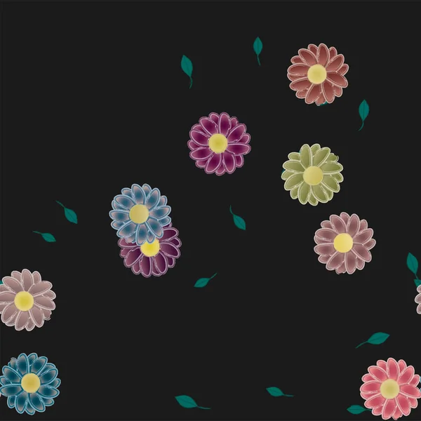 Schöne Florale Nahtlose Hintergrund Mit Blumen Und Blättern Vektorillustration — Stockvektor