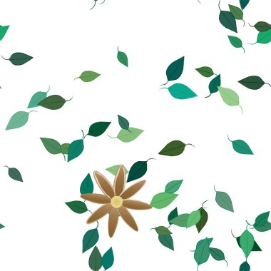 Yapraklı çiçeklerin vektör çizimi, pürüzsüz arkaplan
