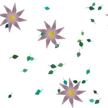 Yapraklı çiçeklerin vektör çizimi, pürüzsüz arkaplan