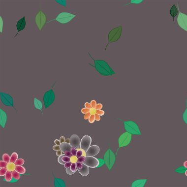 Yapraklı çiçeklerin vektör çizimi, pürüzsüz arkaplan