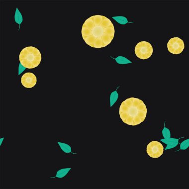 Çiçekleri ve yaprakları olan çiçeksiz bir arka plan, vektör çizimi.