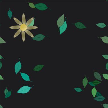 Yapraklı çiçeklerin vektör çizimi, pürüzsüz arkaplan