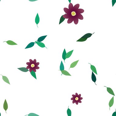 Yapraklı çiçeklerin vektör çizimi, pürüzsüz arkaplan