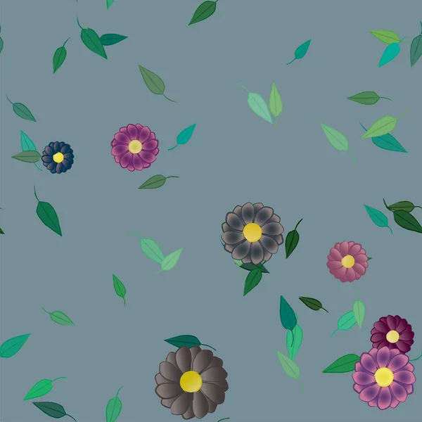 Schöne Florale Nahtlose Hintergrund Mit Blumen Und Blättern Vektorillustration — Stockvektor