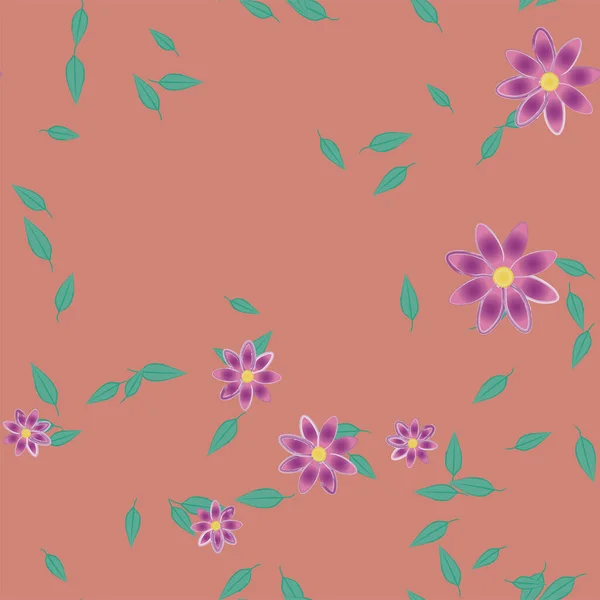 Vector Ilustración Flores Verano Con Hojas Fondo Botánico — Archivo Imágenes Vectoriales