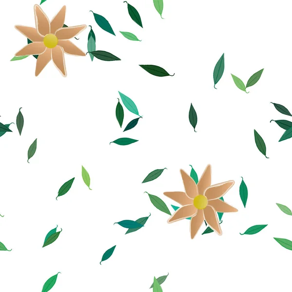 Hermoso Fondo Floral Sin Costuras Con Flores Hojas Ilustración Vectorial — Vector de stock