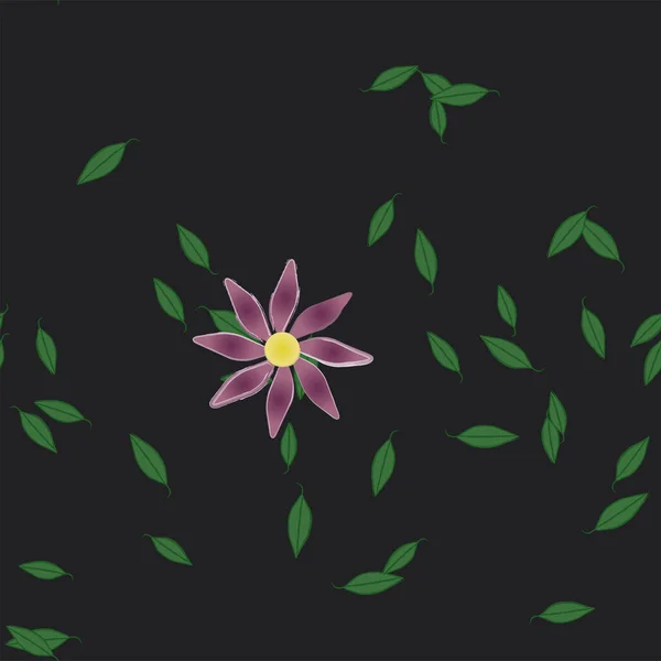 Wektor Ilustracja Letnich Kwiatów Liśćmi Tło Botaniczne — Wektor stockowy