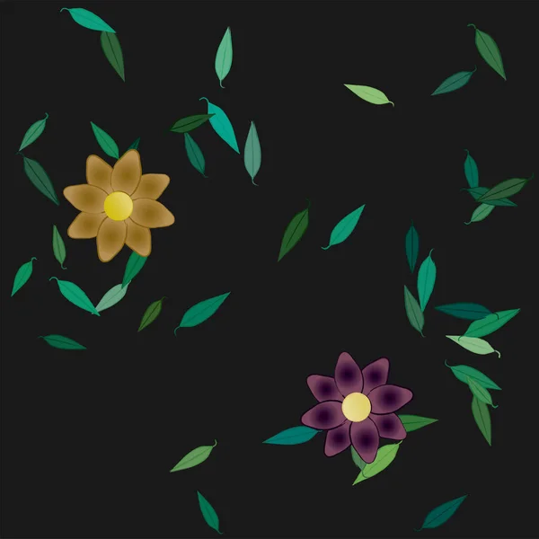 Proste Kwiaty Liśćmi Wolnym Składzie Ilustracja Wektor — Wektor stockowy