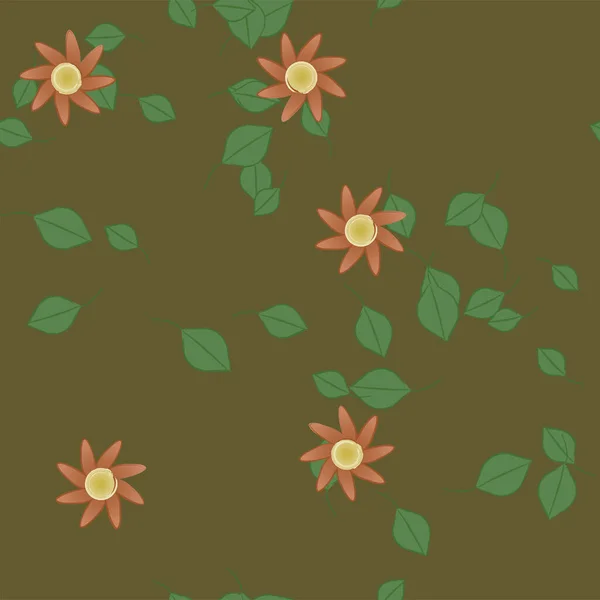 Hermoso Fondo Floral Sin Costuras Con Flores Hojas Ilustración Vectorial — Archivo Imágenes Vectoriales