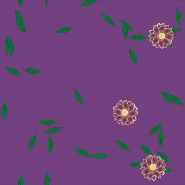 Eenvoudige Bloemen Met Bladeren Vrije Samenstelling Vector Illustratie — Stockvector