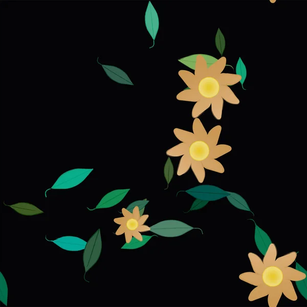 Διανυσματική Απεικόνιση Των Λουλουδιών Φύλλα Αδιάλειπτη Φόντο — Διανυσματικό Αρχείο