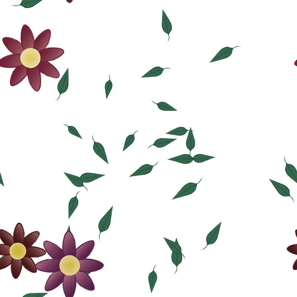 Fundo Sem Costura Floral Bonito Com Flores Folhas Ilustração Vetorial — Vetor de Stock