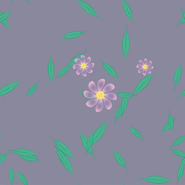 Composition Design Avec Fleurs Simples Feuilles Vertes Illustration Vectorielle — Image vectorielle